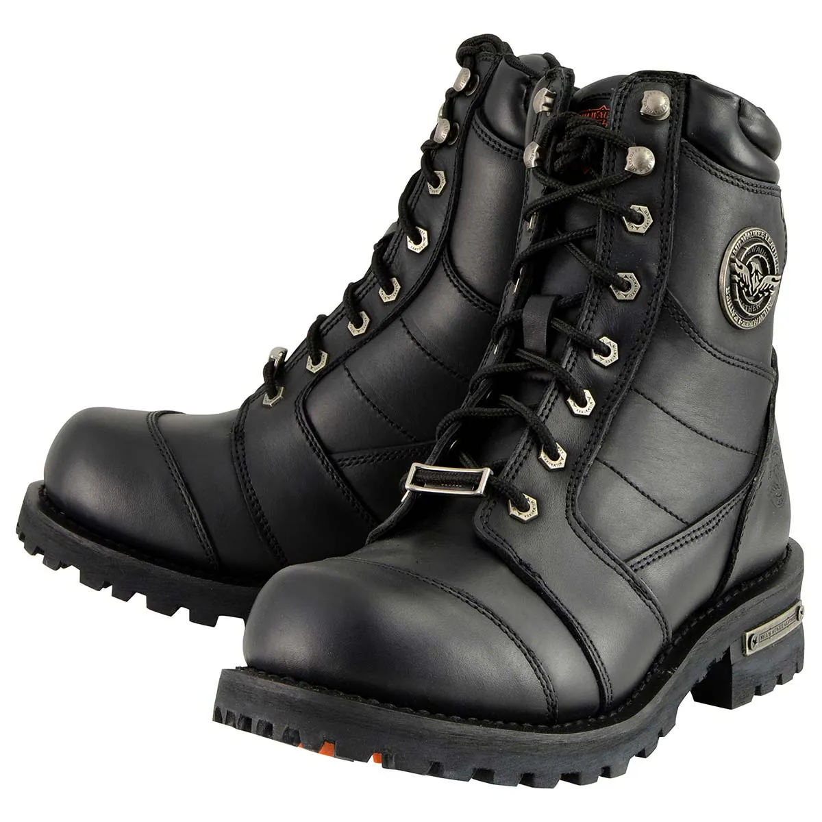 Milwaukee Leather MBM9030W Men's Black 'Wide-Width' 8-inch Lace-Up Classic Logger Boots