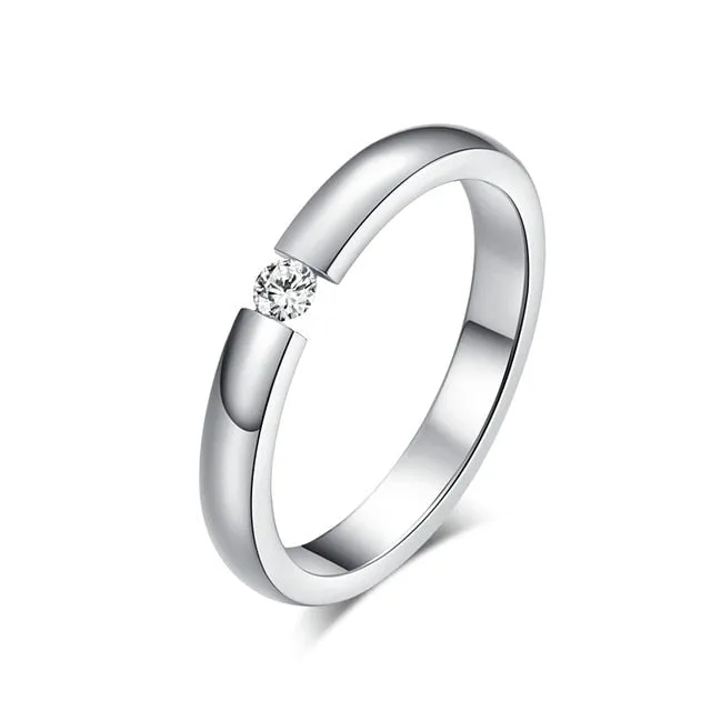 Minimalist Stainless Steel Engagement Ring