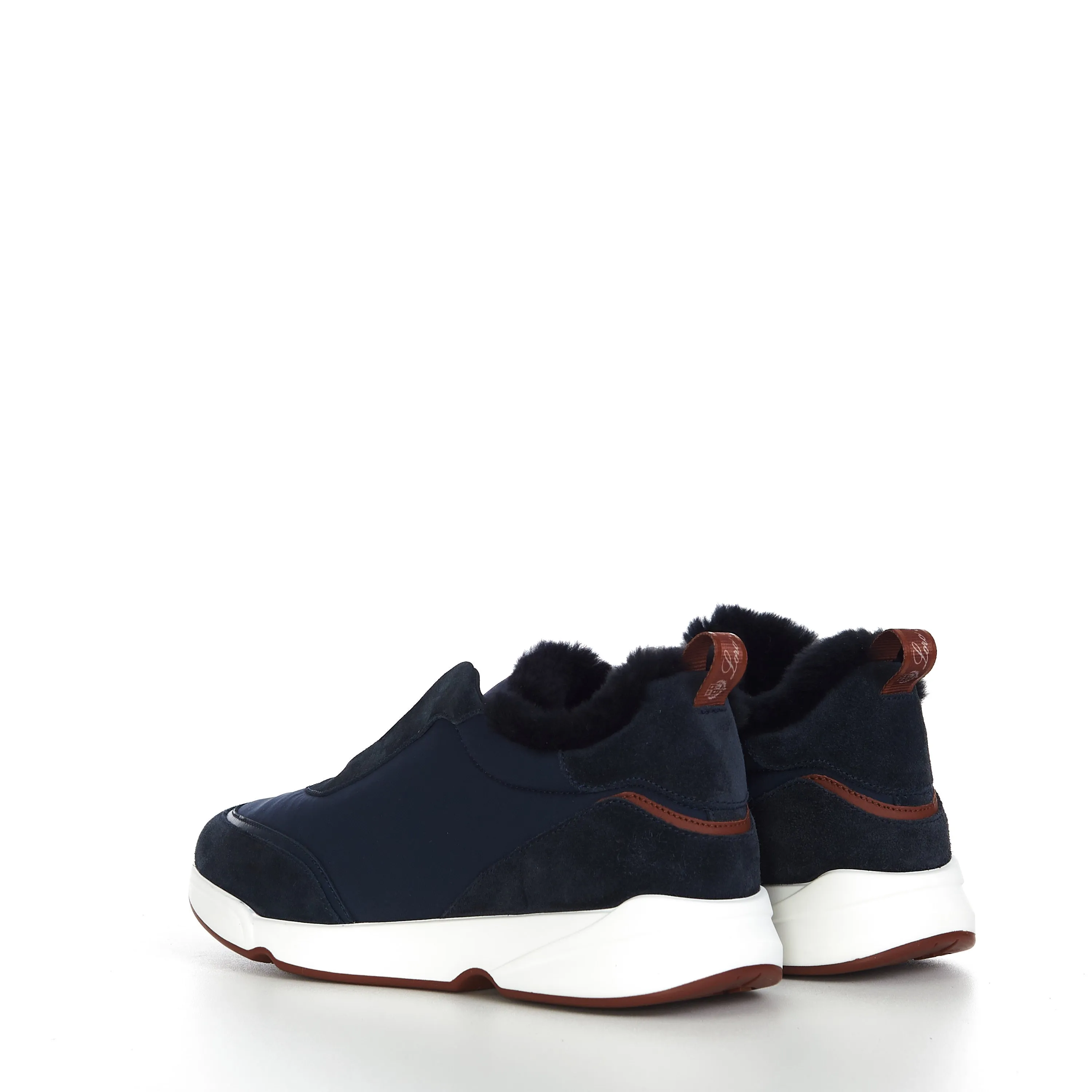 Modular Walk Sneaker In Navy Blue Technical Fabric & Fur Lining