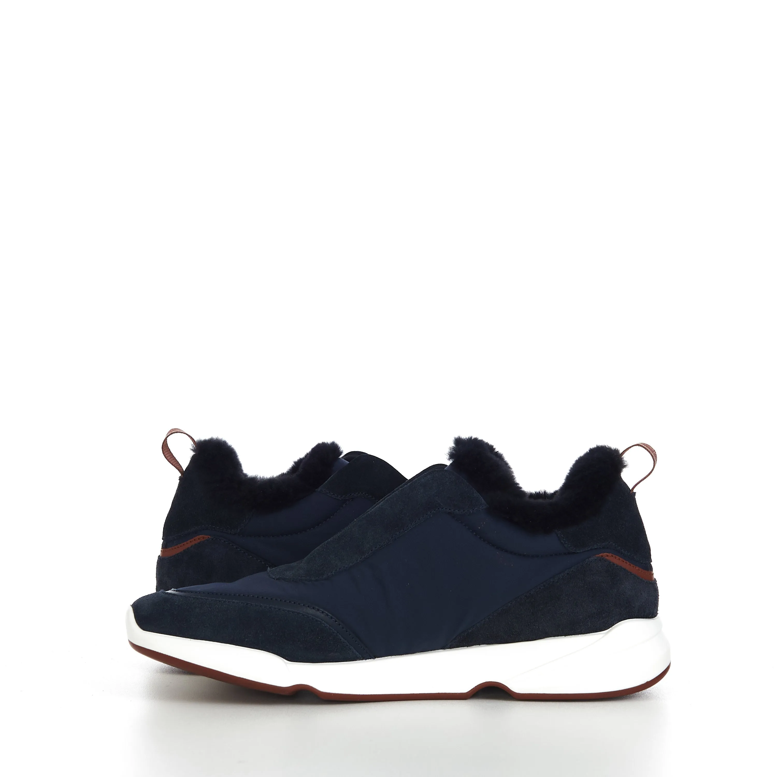 Modular Walk Sneaker In Navy Blue Technical Fabric & Fur Lining