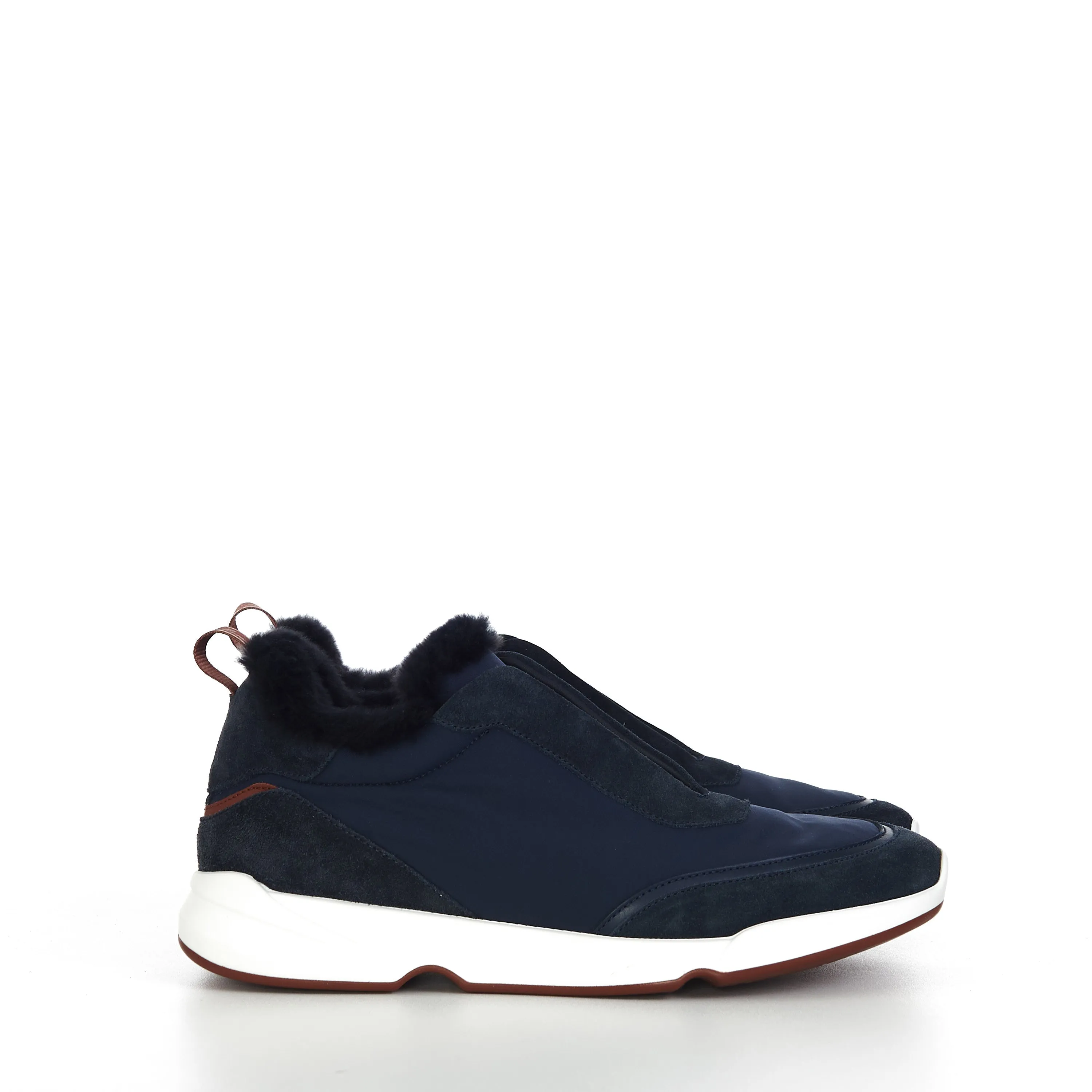 Modular Walk Sneaker In Navy Blue Technical Fabric & Fur Lining