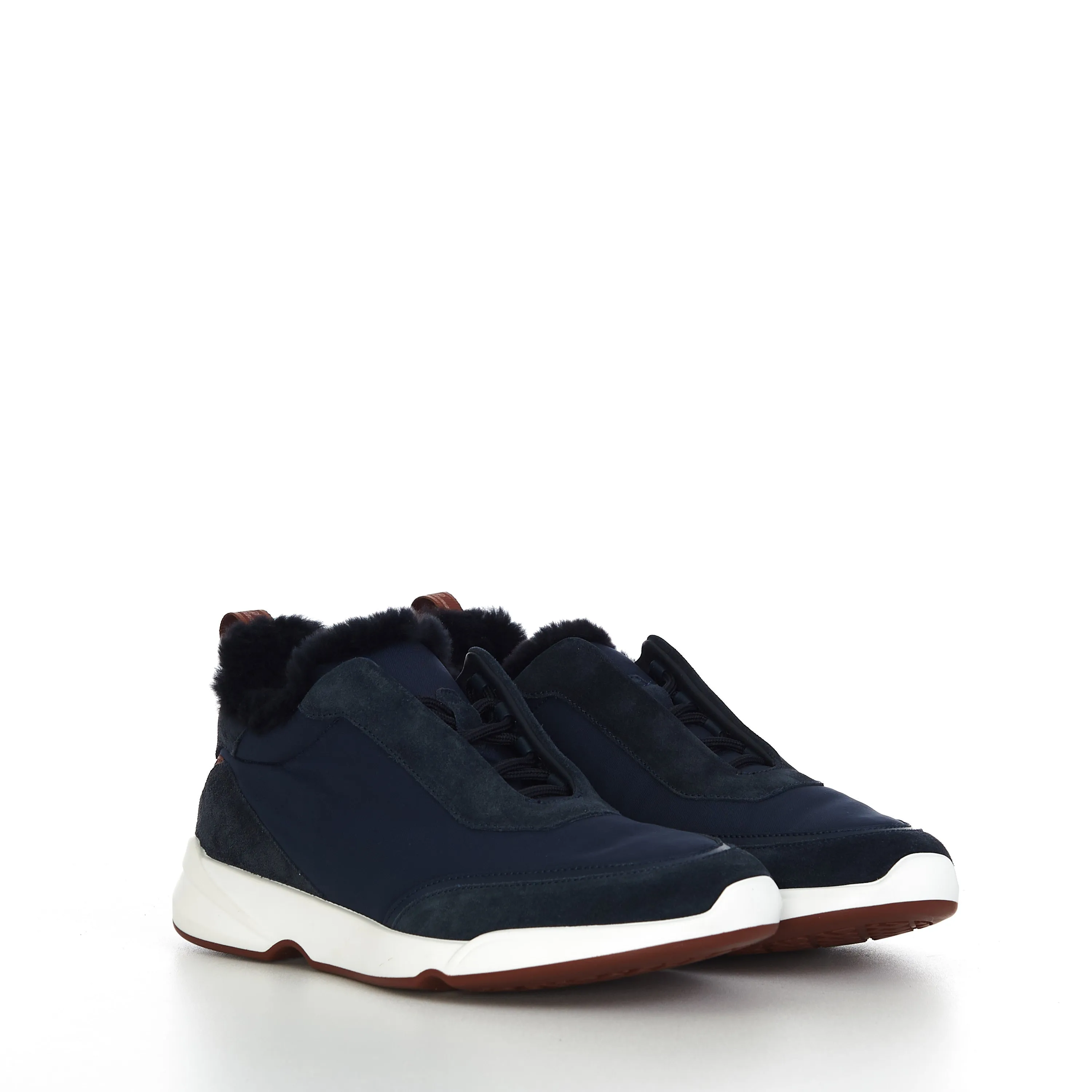 Modular Walk Sneaker In Navy Blue Technical Fabric & Fur Lining