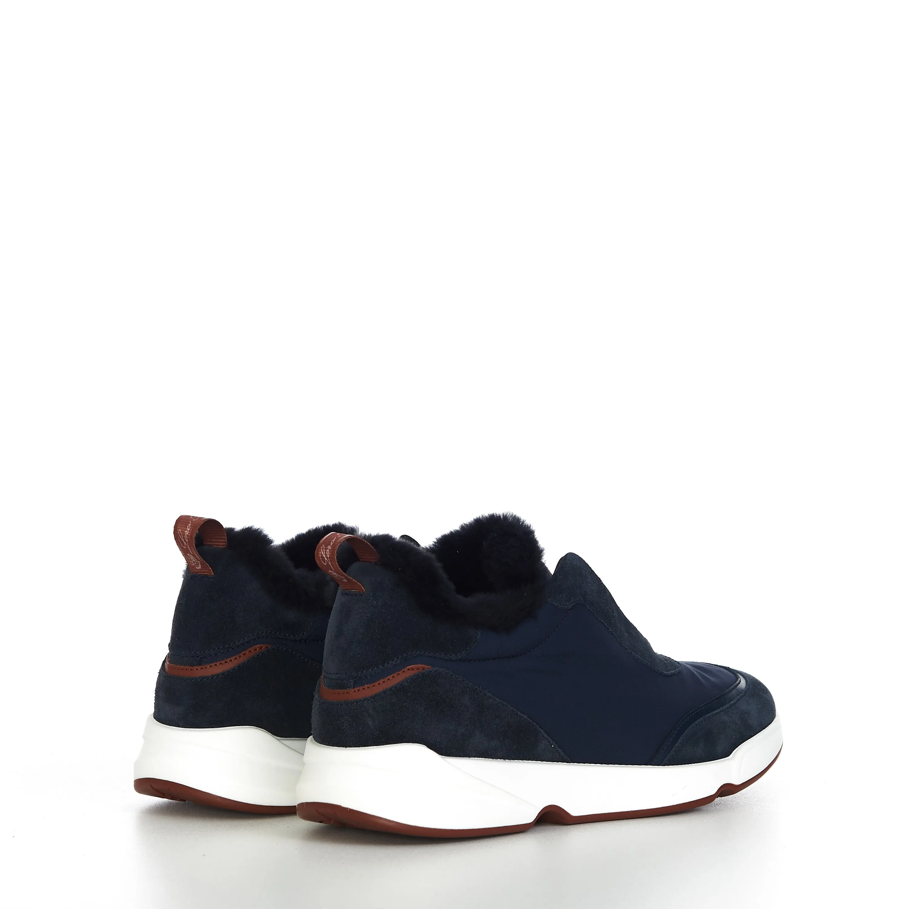 Modular Walk Sneaker In Navy Blue Technical Fabric & Fur Lining