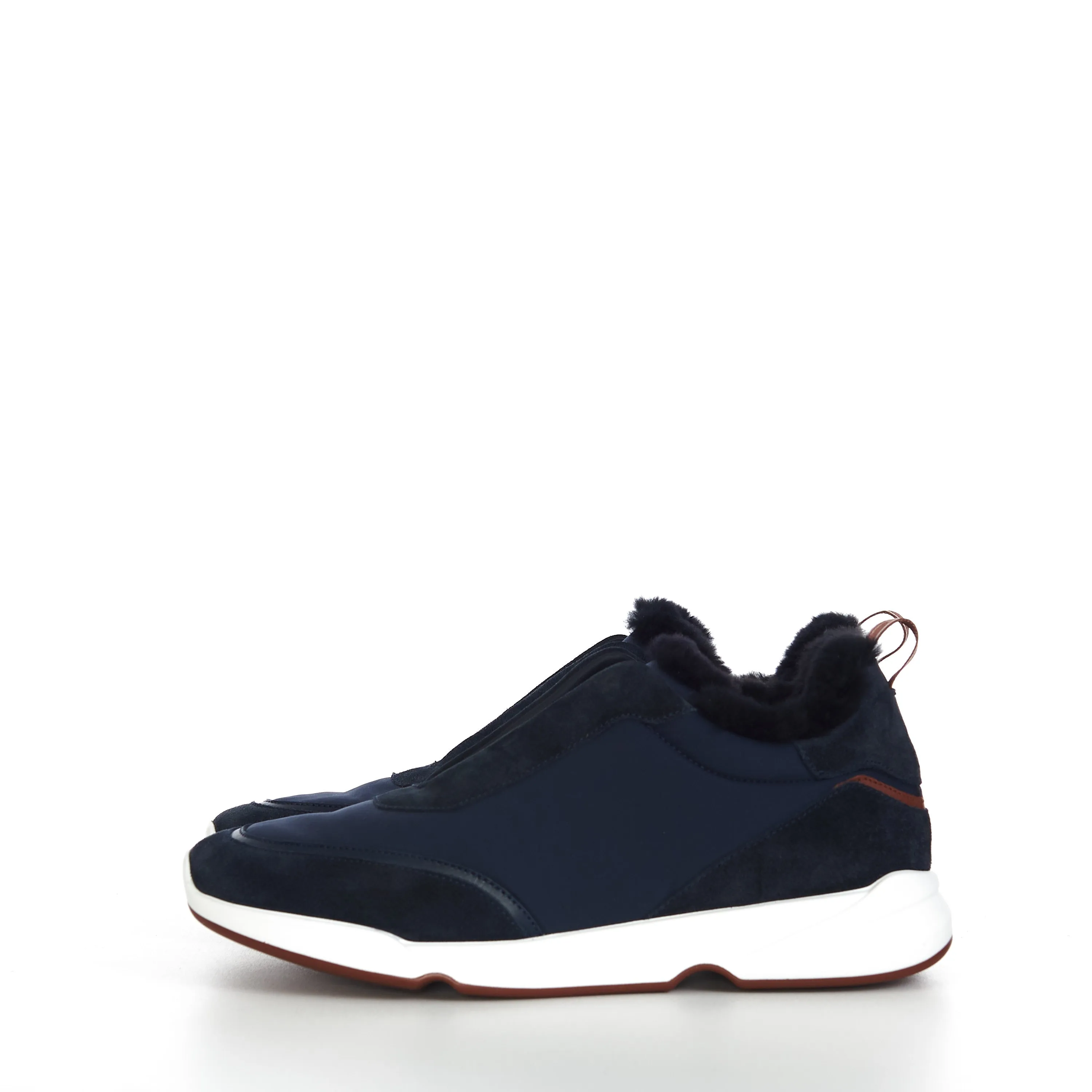 Modular Walk Sneaker In Navy Blue Technical Fabric & Fur Lining