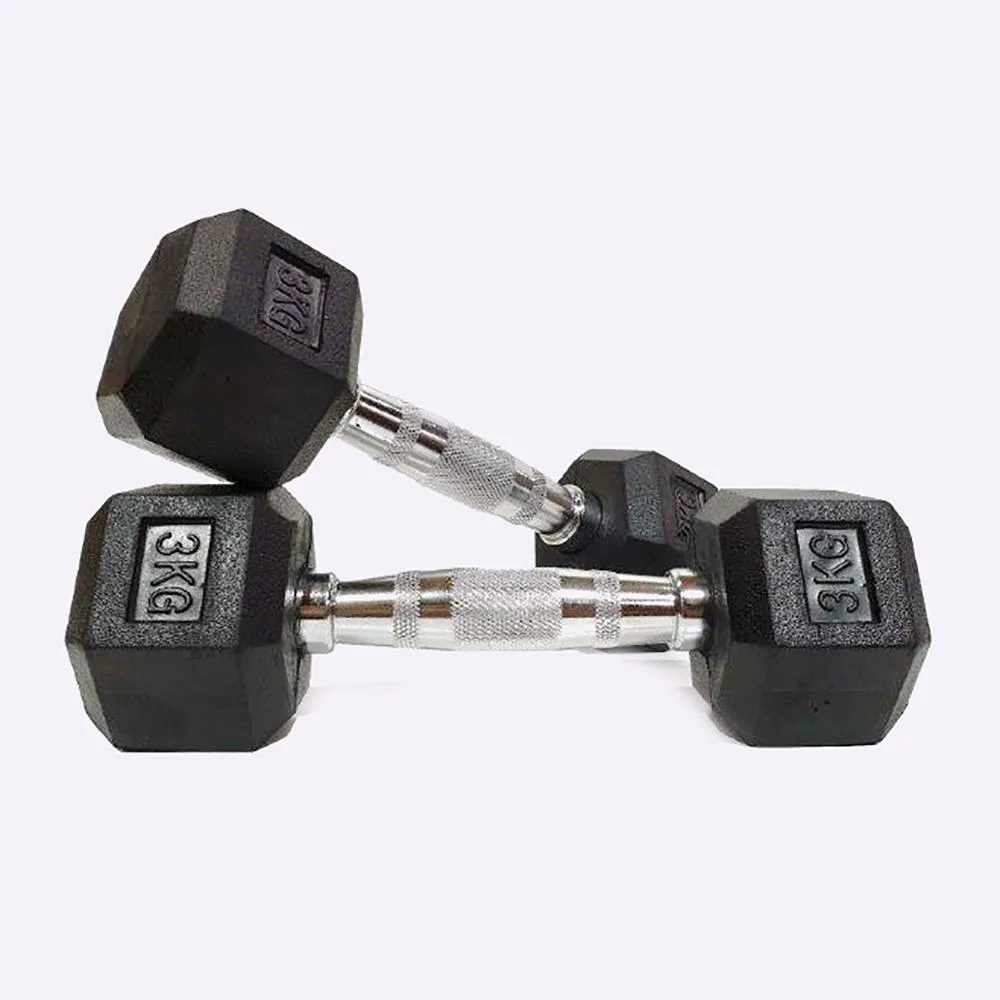 MORGAN RUBBER HEX DUMBBELLS - PAIR [3kg]