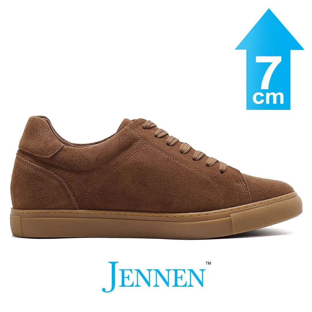 Mr. Jackie 7cm | 2.8 inches Brown Taller Casual Suede Sneakers