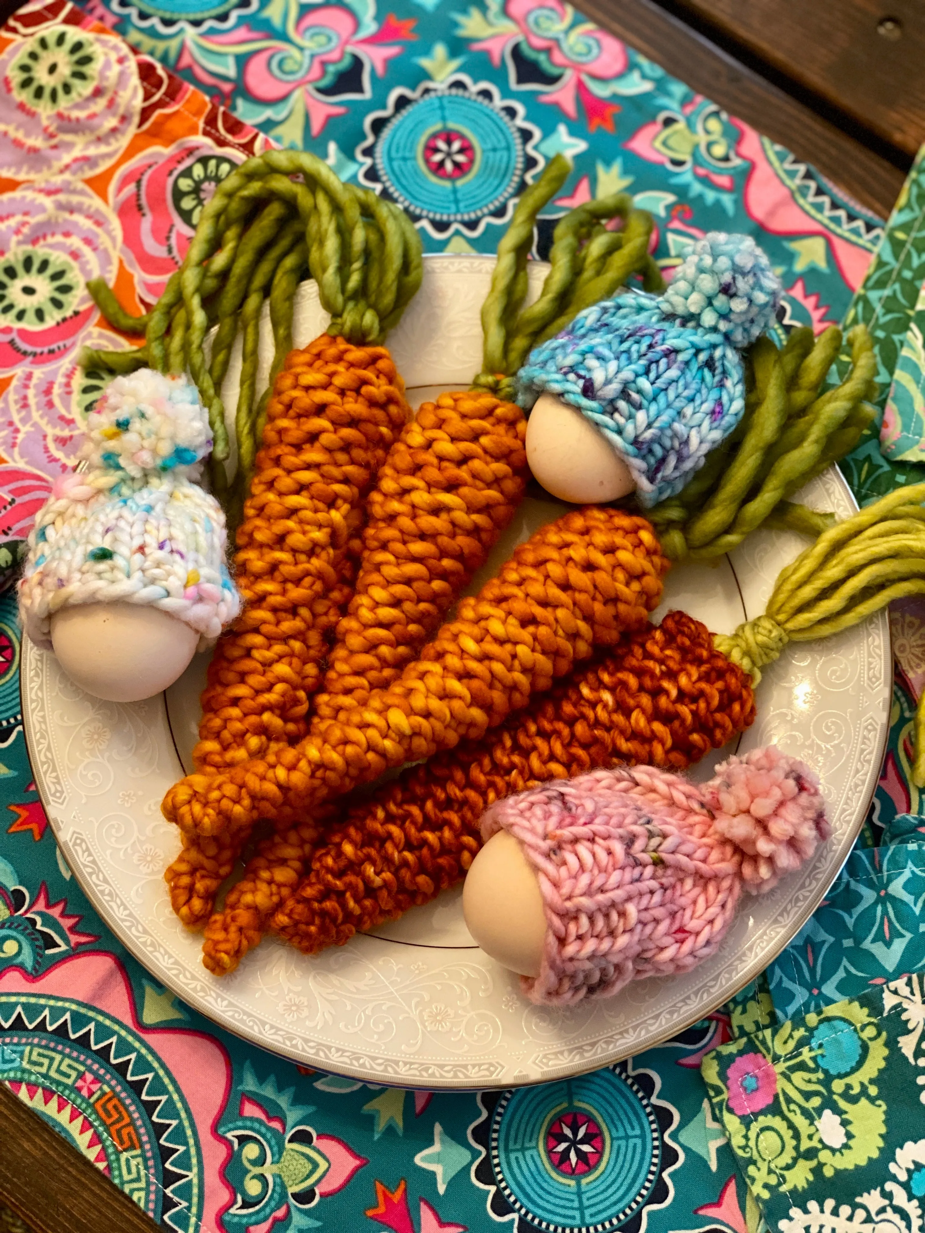 Mr. McGregor's Carrots KNITTING PATTERN fun stash buster holiday spring easter decor tablescape cute