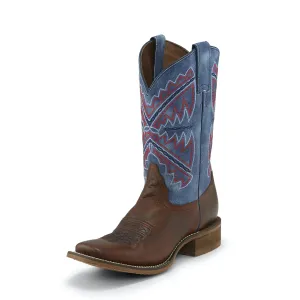 NOCONA WOMEN'S CHOCOLATE SQUARE TOE BLUE UPPER WESTERN BOOT - NL5417