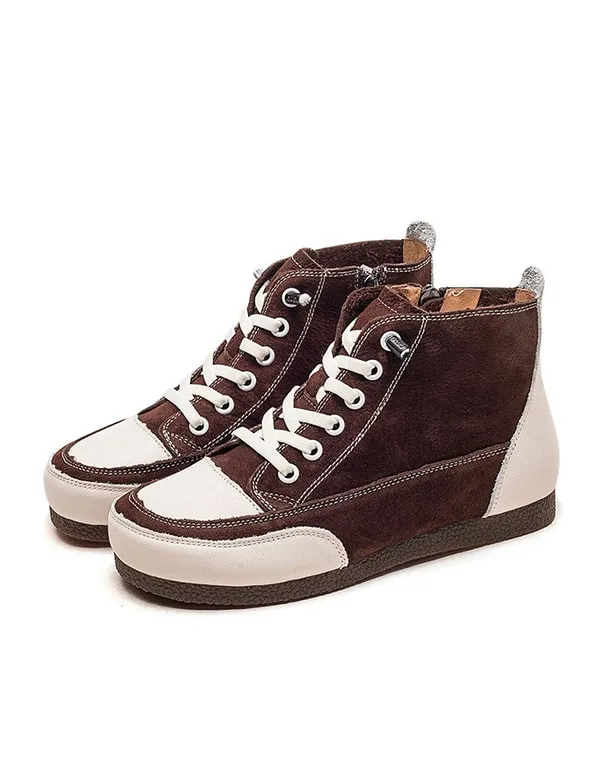 Non-slip Leather Round Head Cotton Sneakers