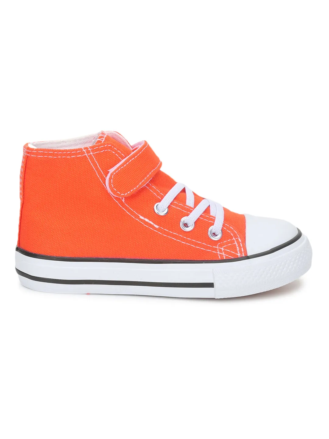 Orange Canvas Stylish Velcro Sneakers For Kids-Unisex (TC-VKCAN4-ORA)