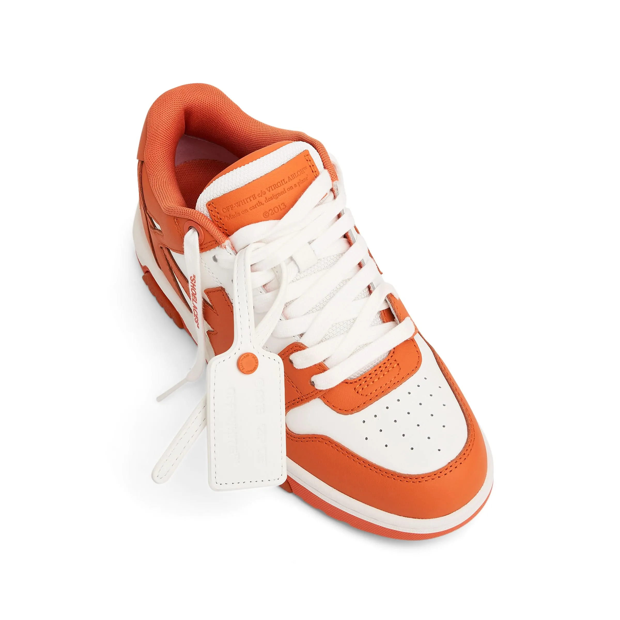 Out of Office Calf Leather Sneaker in White/Orange