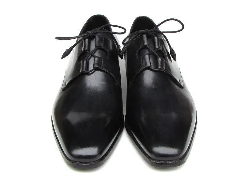 Paul Parkman Ghillie Lacing Plain Toe Black Shoes