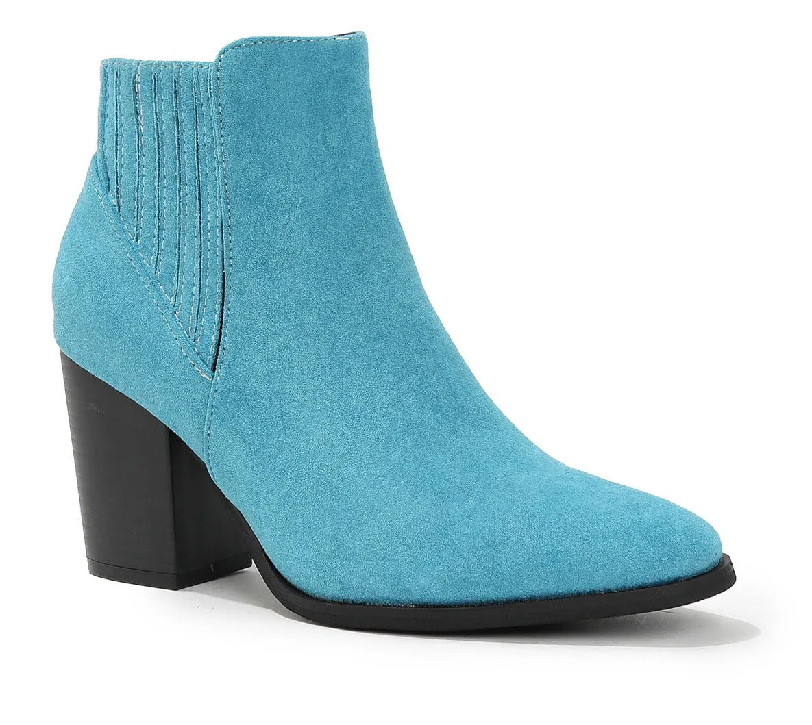 Pointed Toe Block Square Heel Ankle Boots