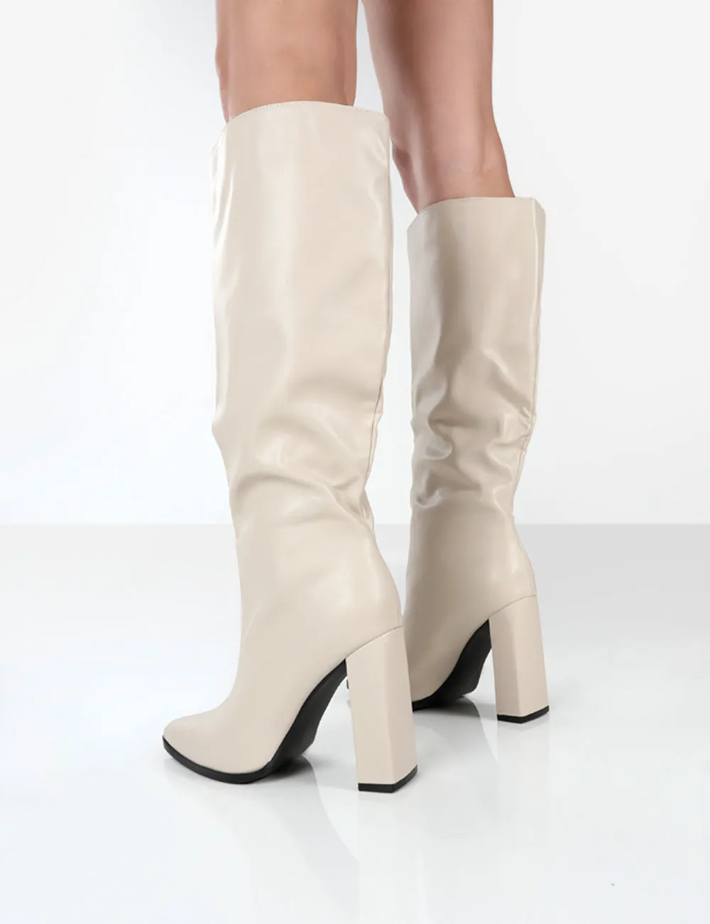 Posie Stone Pu Knee High Block Heel Boots