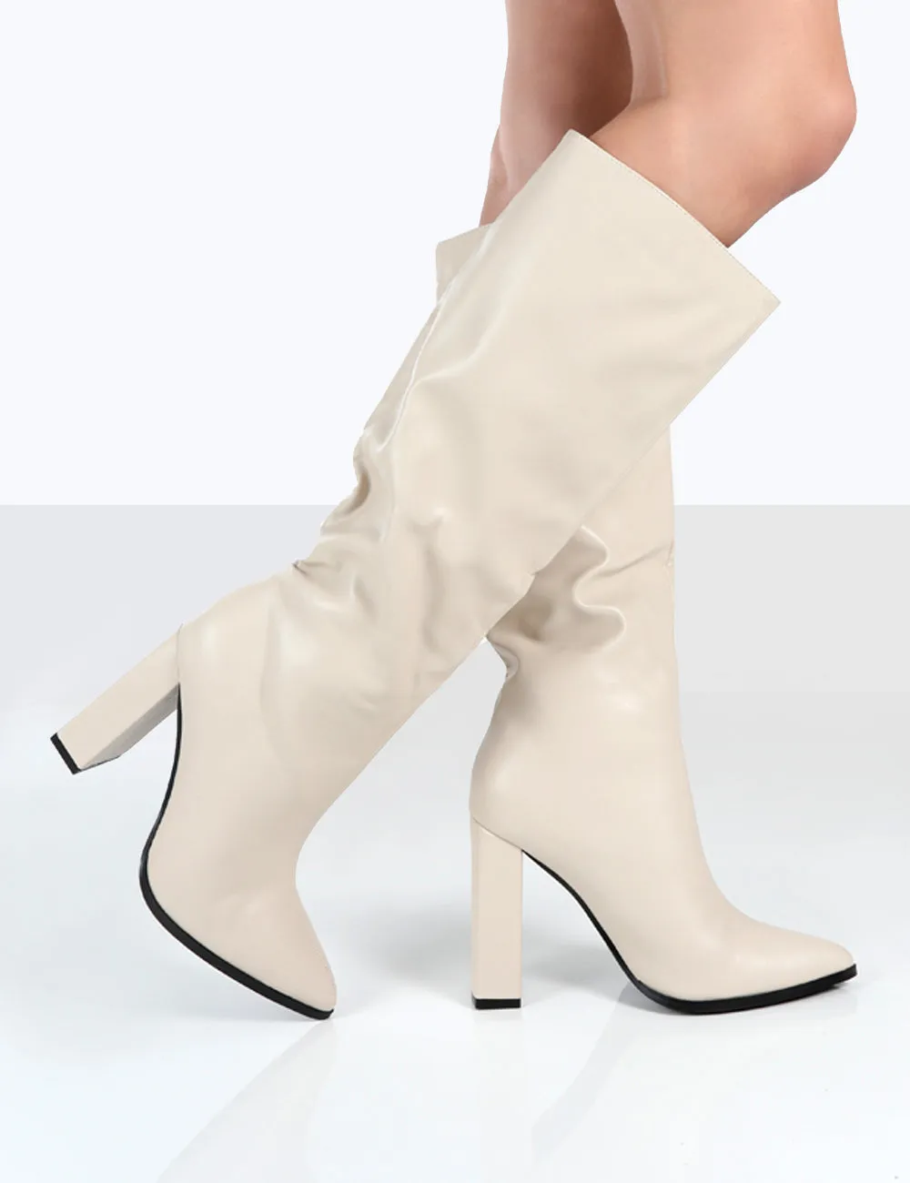 Posie Stone Pu Knee High Block Heel Boots