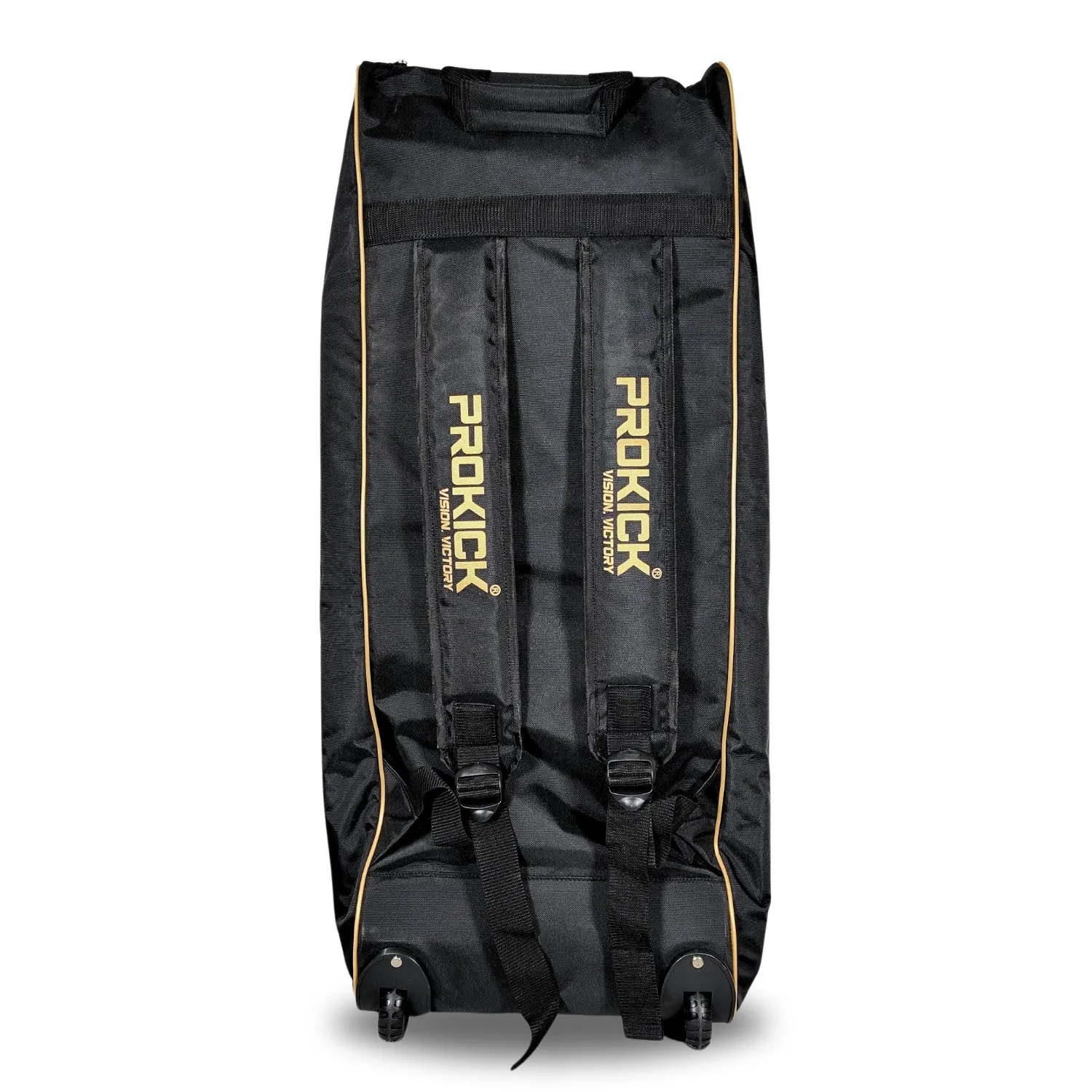 Prokick Stealth 1.0 Wheelie Cricket Kitbag, Black/Gold