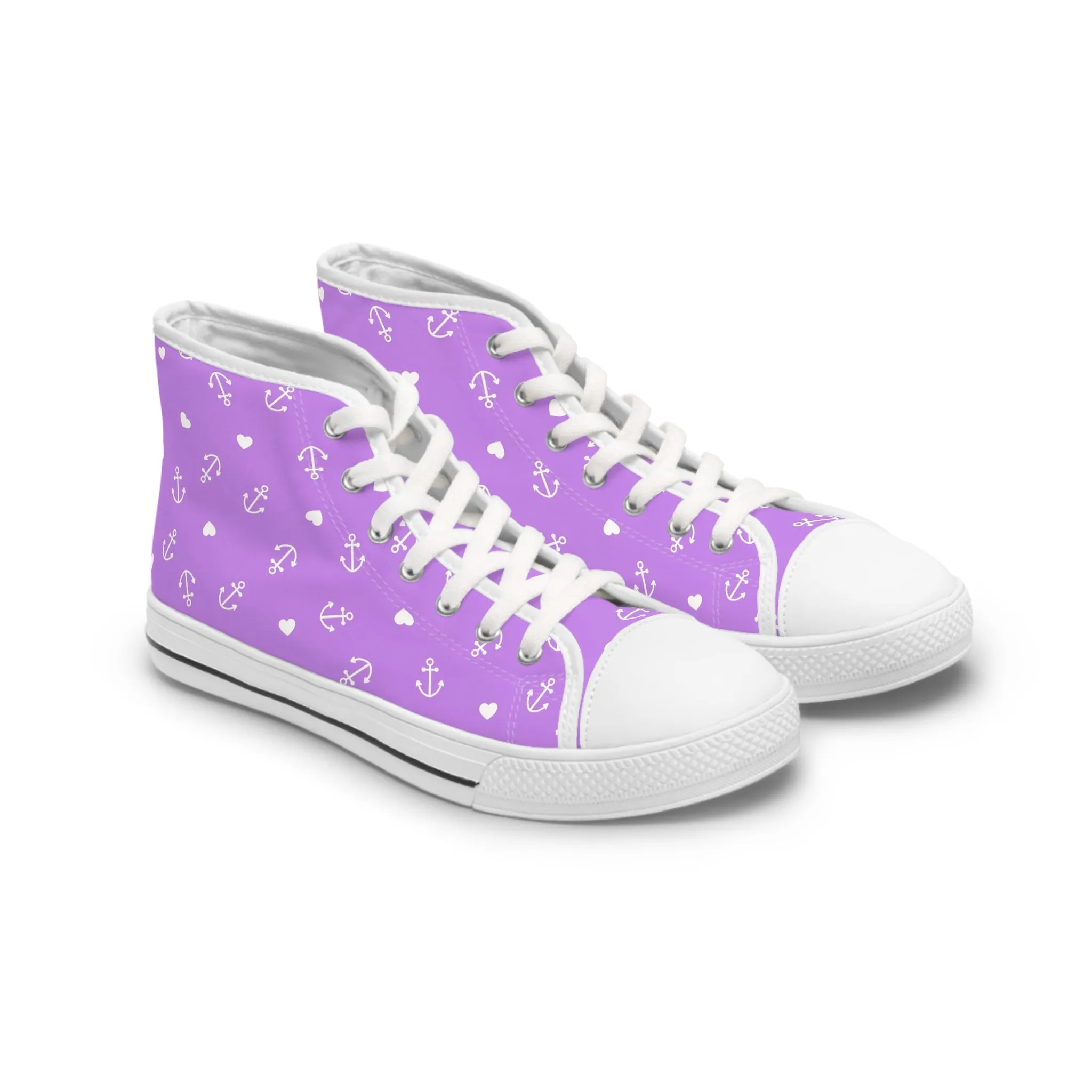 Purple Anchors Women's High Top Sneakers