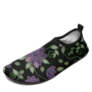 Purple Beaded Rose Sockamoccs Kid's Sockamoccs Slip On Shoes