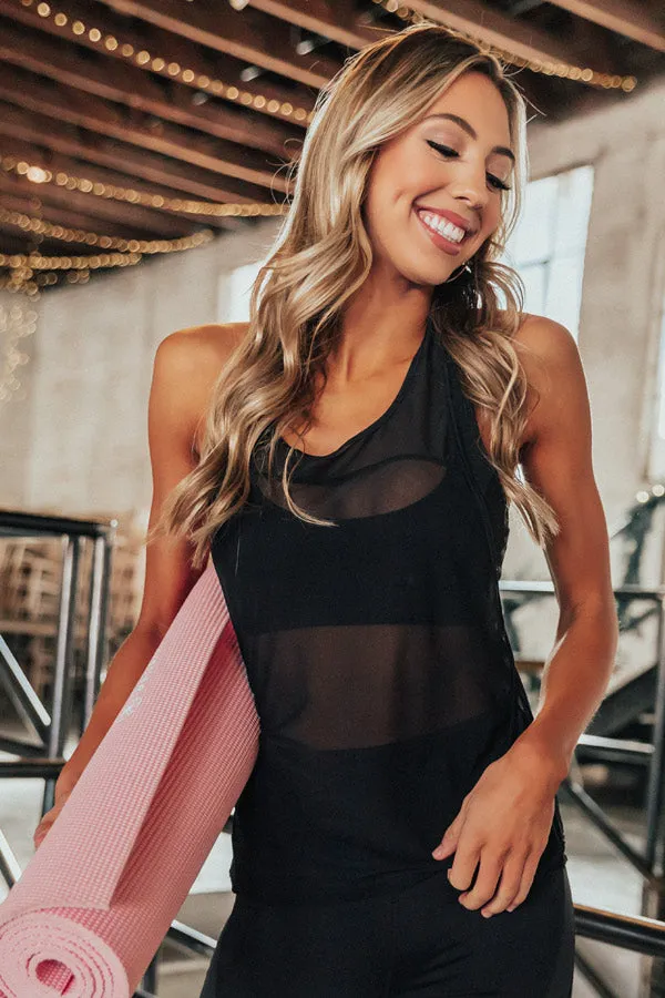 Raise The Barre Mesh Tank With Built In Sports Bra in Black