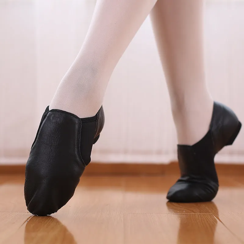 Real Leather Black 0.5cm Heels Teaching & Practice Shoes Jazz Dance Shoes