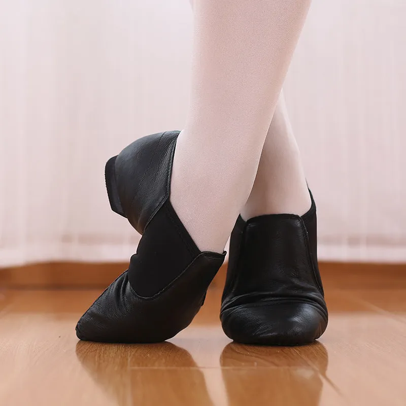 Real Leather Black 0.5cm Heels Teaching & Practice Shoes Jazz Dance Shoes