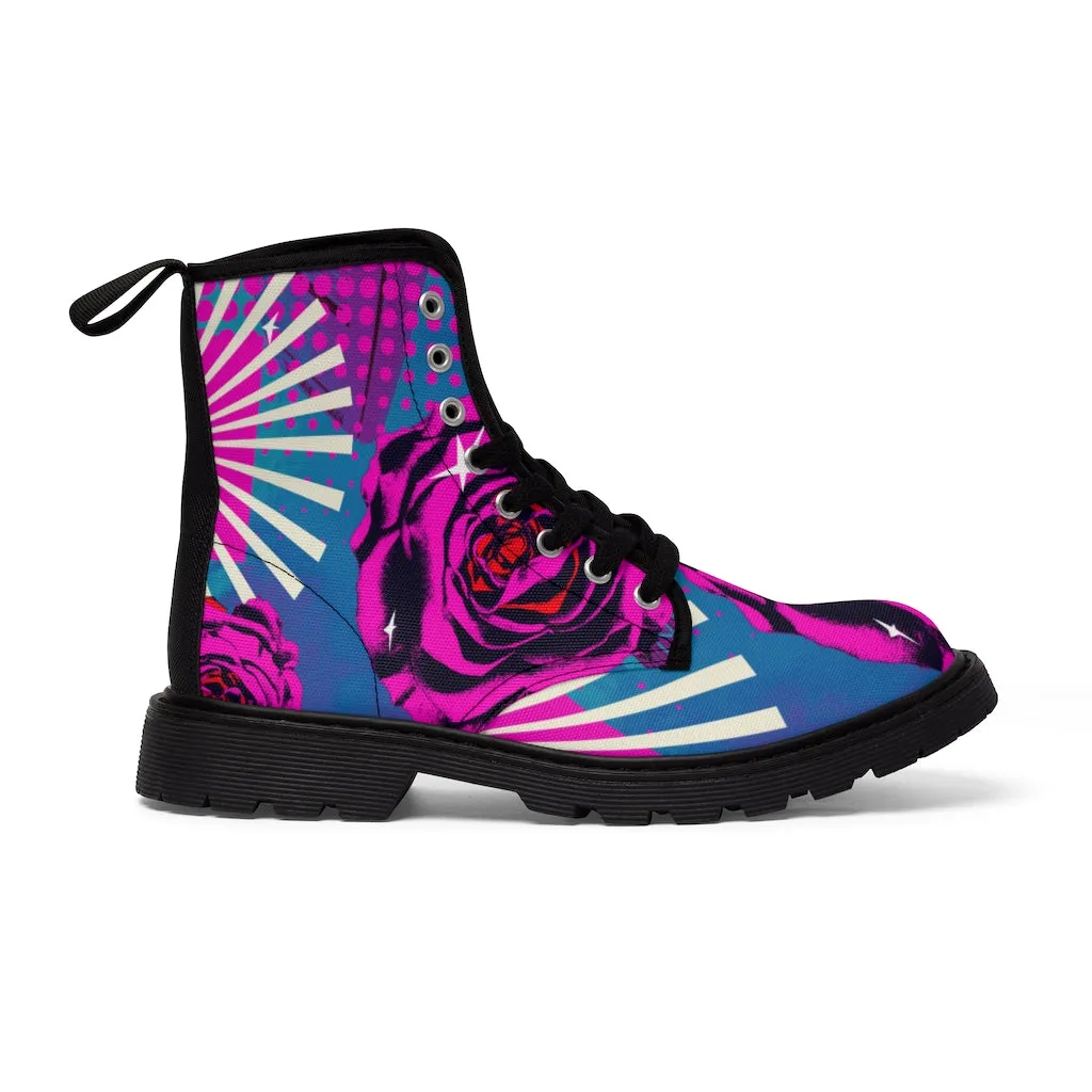 Retro rose Women's Canvas Boots