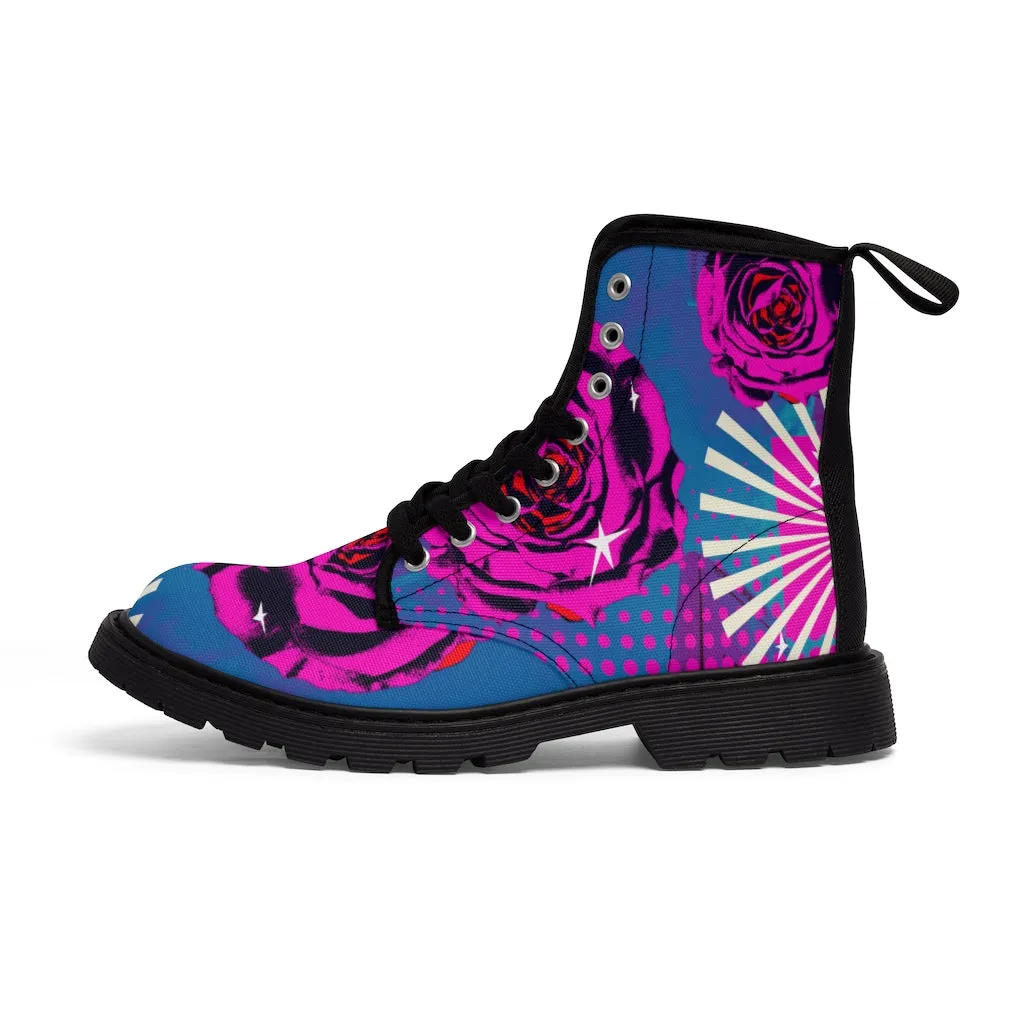 Retro rose Women's Canvas Boots