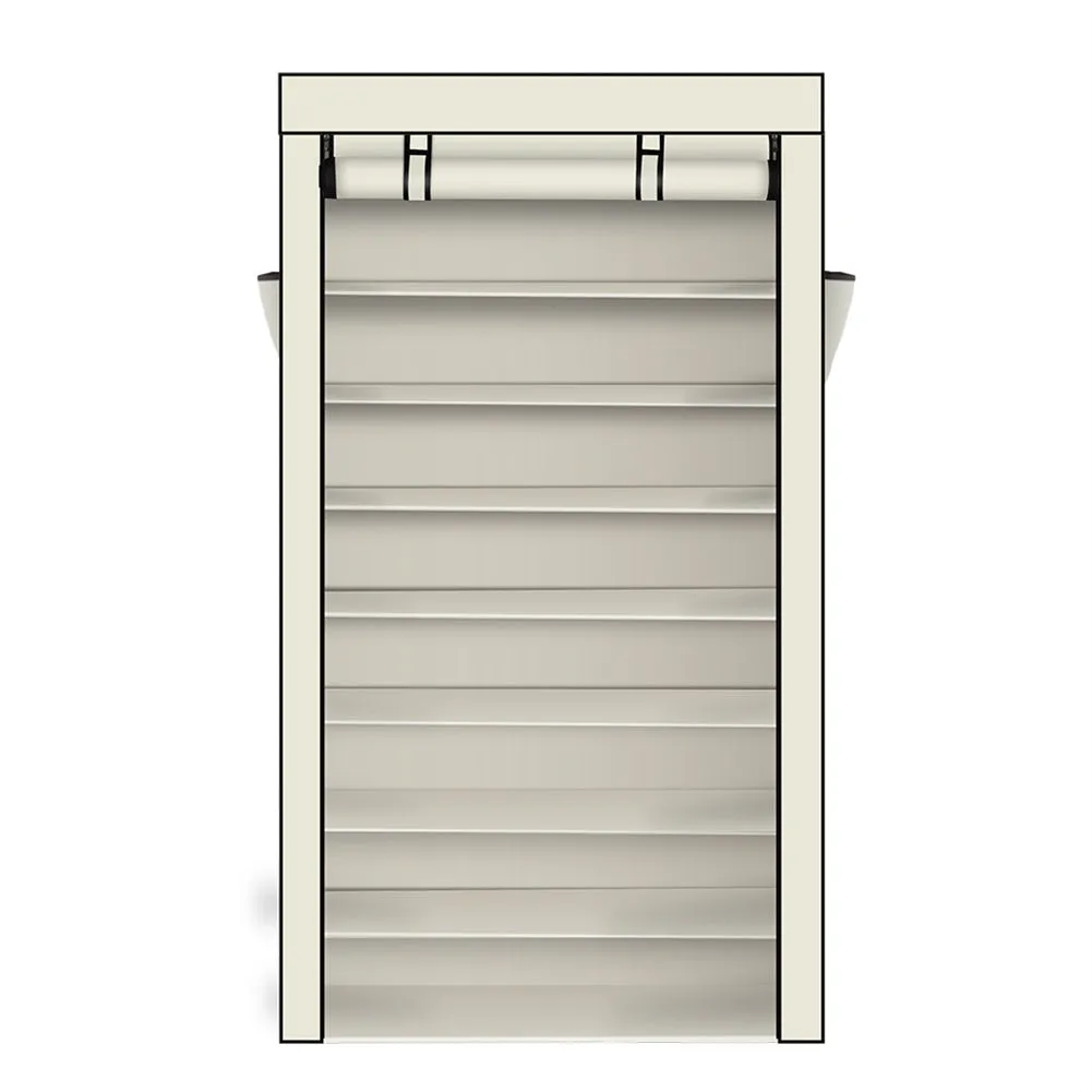 RONSHIN Shoe Rack 10 Layers Widened Black Shoe Cabinet 160*30*88 Beige