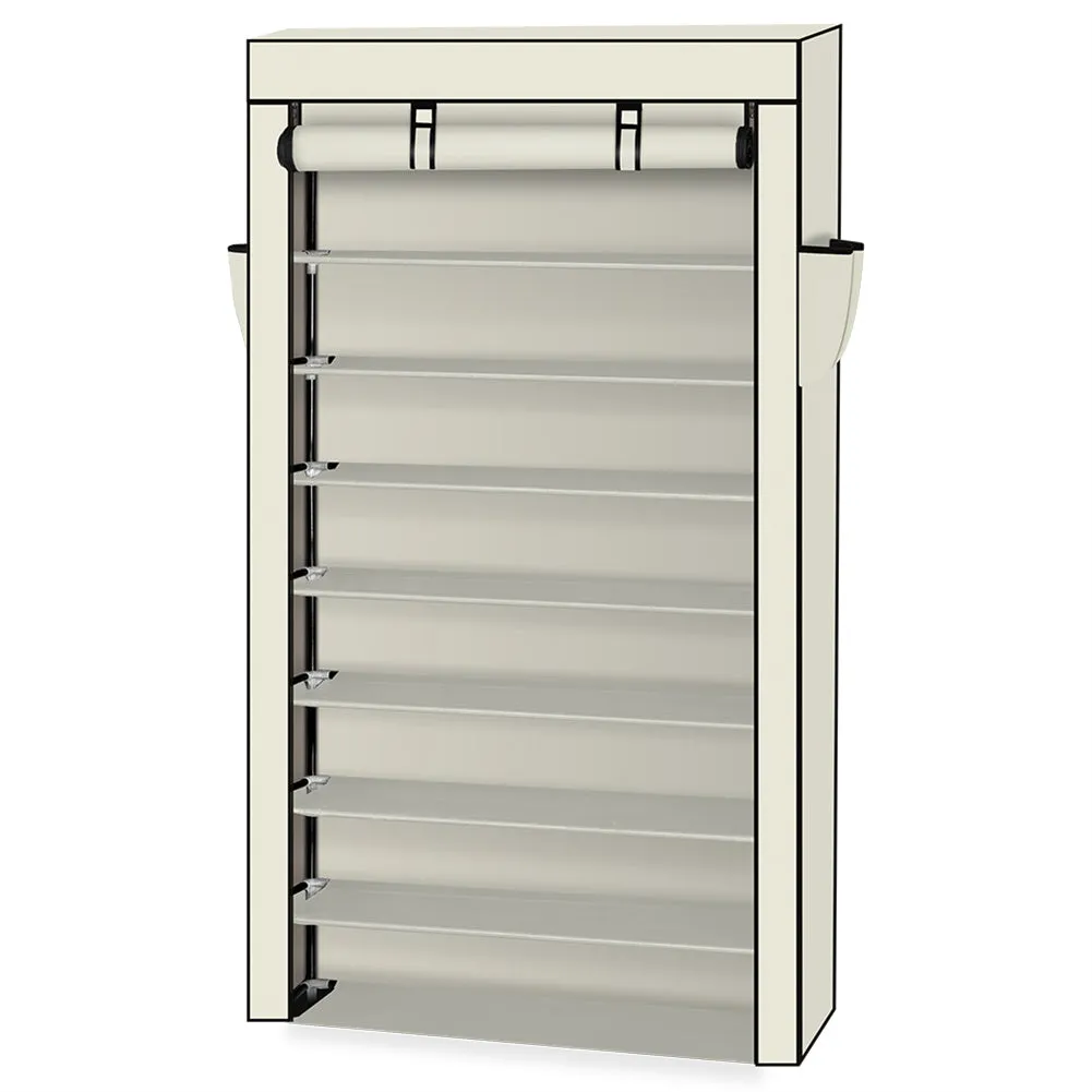 RONSHIN Shoe Rack 10 Layers Widened Black Shoe Cabinet 160*30*88 Beige