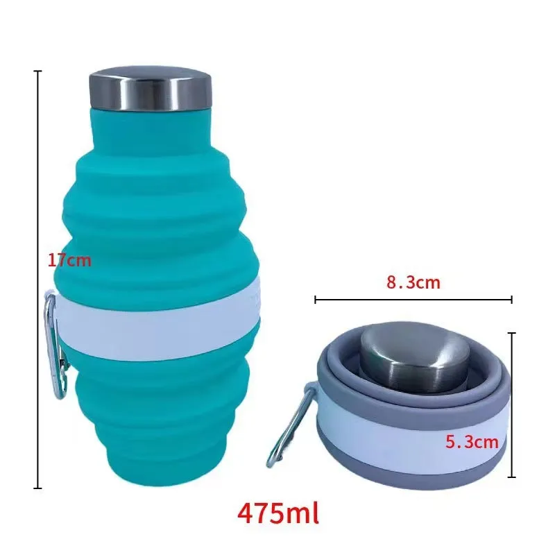 Silicone Folding Water Bottle 475ml Outdoor Sports Telescopic Portable Water Bottle New Gift Travel Cup