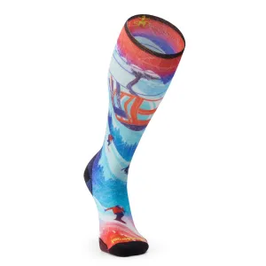 Smartwool Ski Zero Cushion Ski Day Print Over The Calf Socks - Laguna Blue