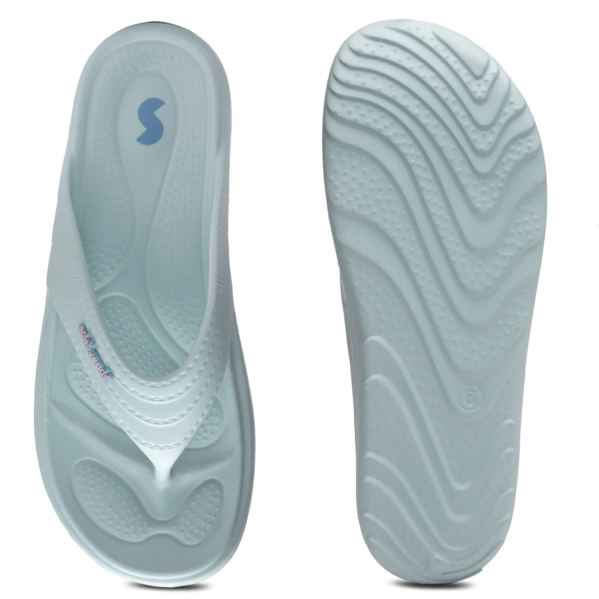 SOLETHREADS Ortho ELITE | Durable | Sturdy | Light | Comfortable | Shock Absorbent | Slippers | Flip Flops for Women | L.BLUE | 7UK