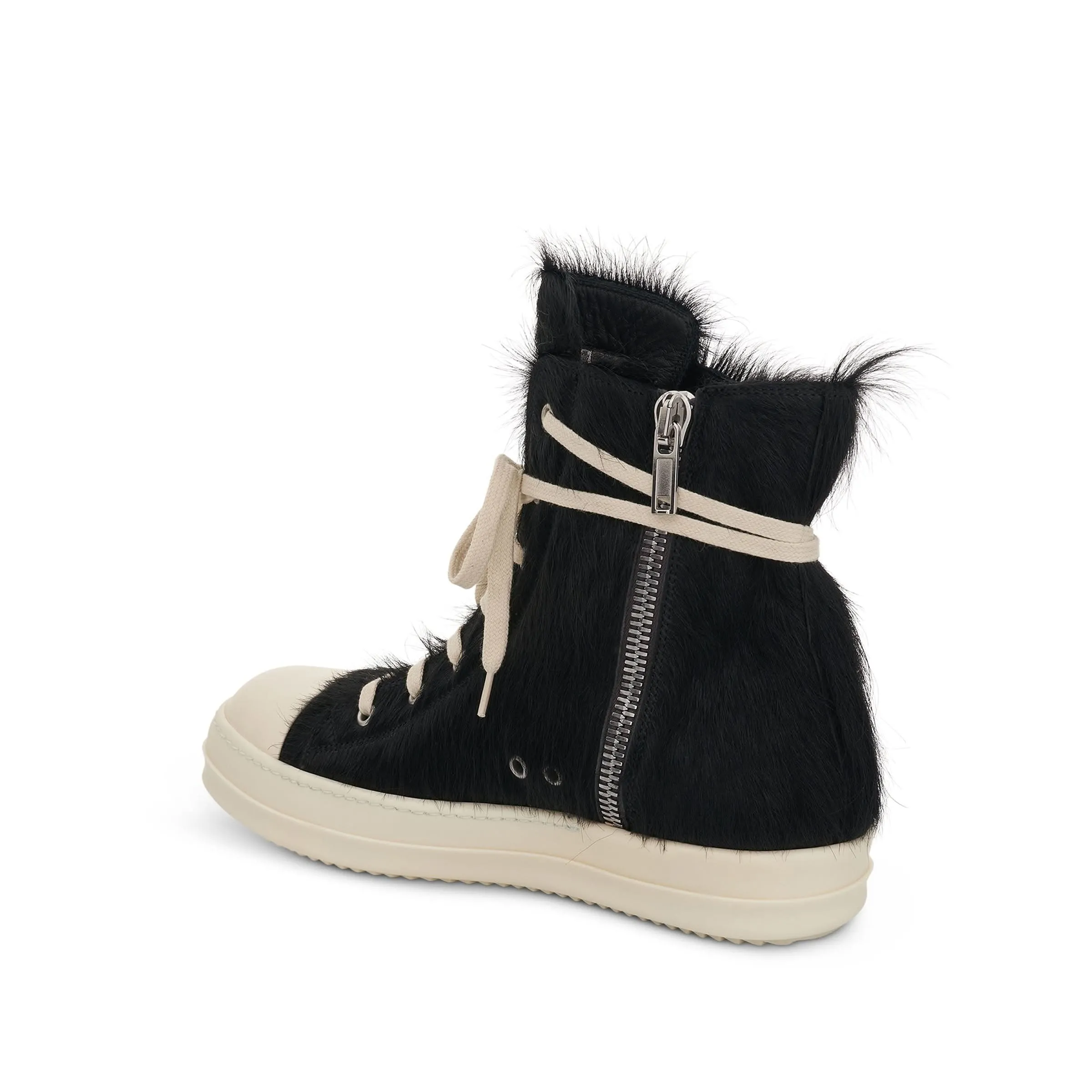 Strobe High Fur Sneaker in Black/Milk