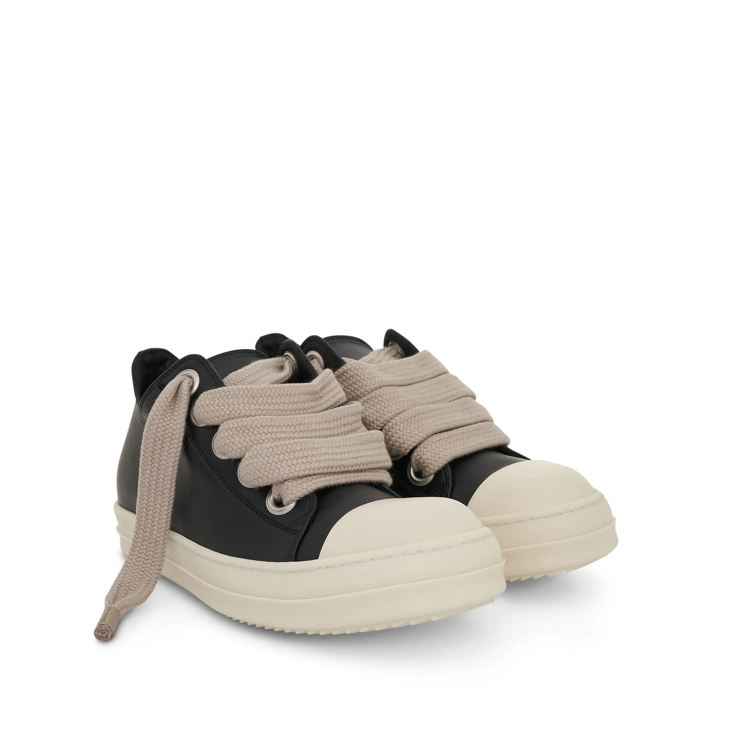 Strobe Low Leather Sneaker with Jumbo Laces in Black/Milk