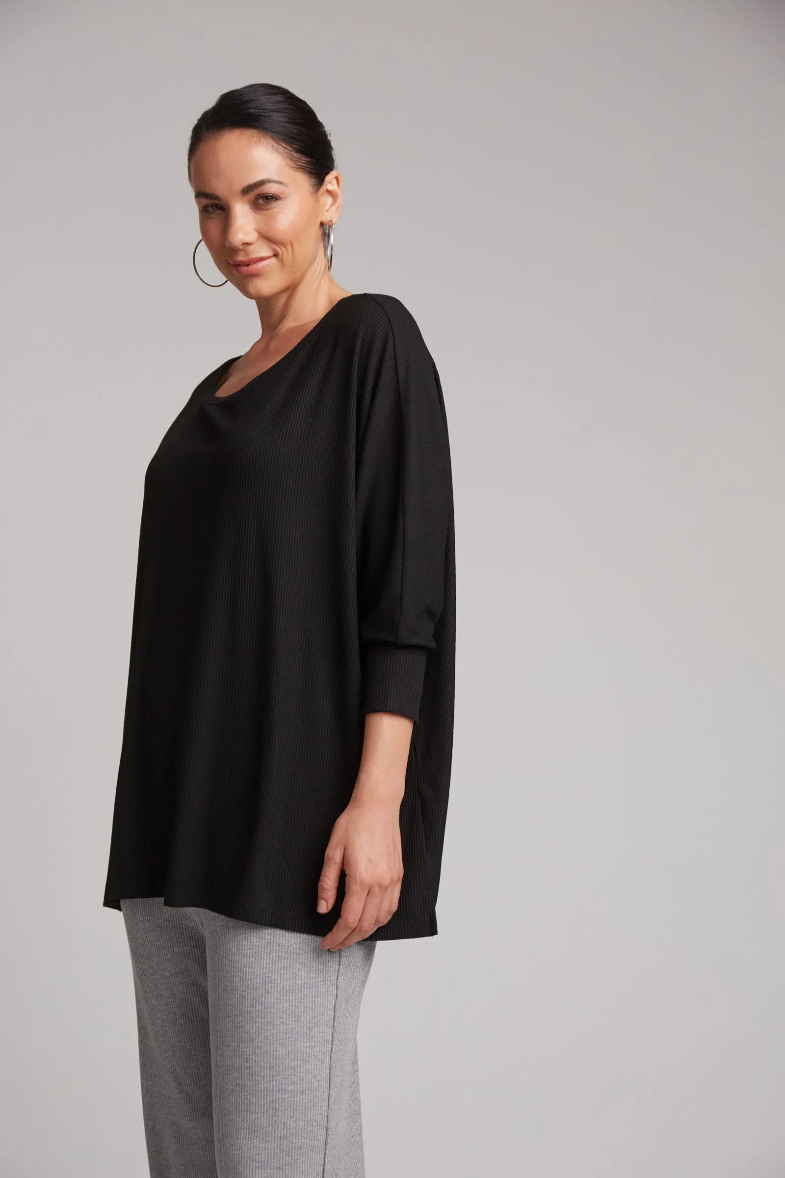 Studio Jersey Top - Rib Black