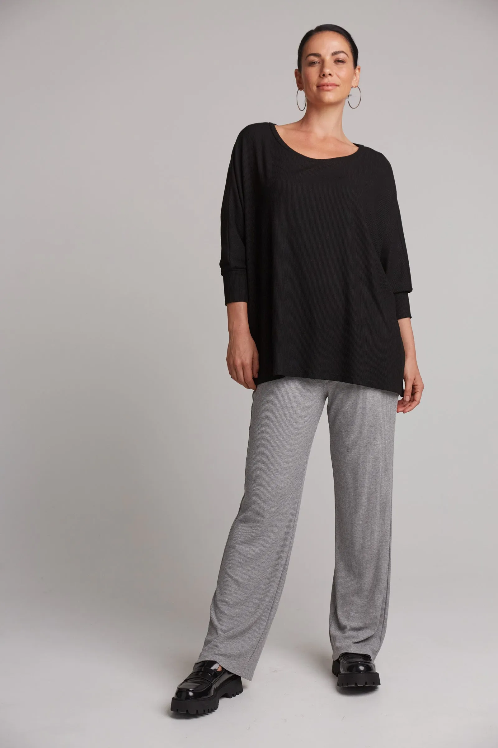 Studio Jersey Top - Rib Black