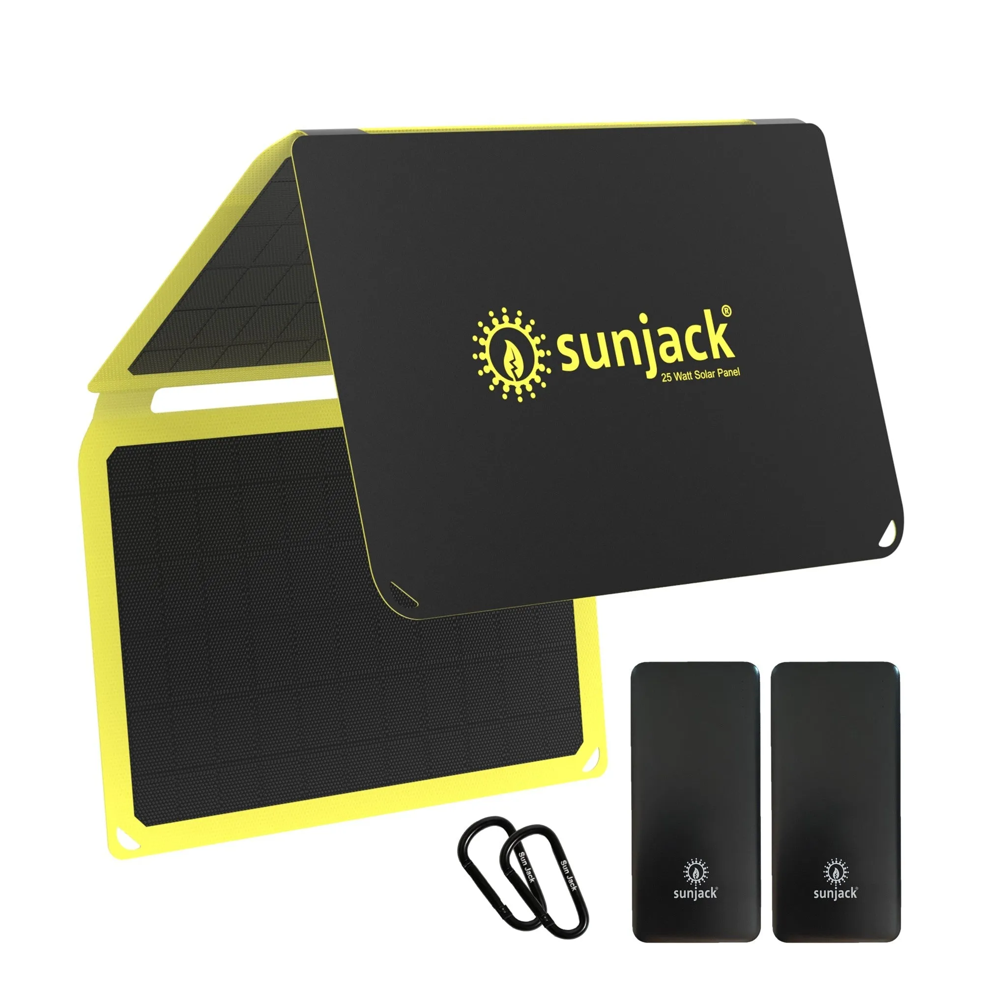 SunJack 25 Watt ETFE Foldable Portable Solar Panel Charger with Two 10000mAh Power Bank Batteries