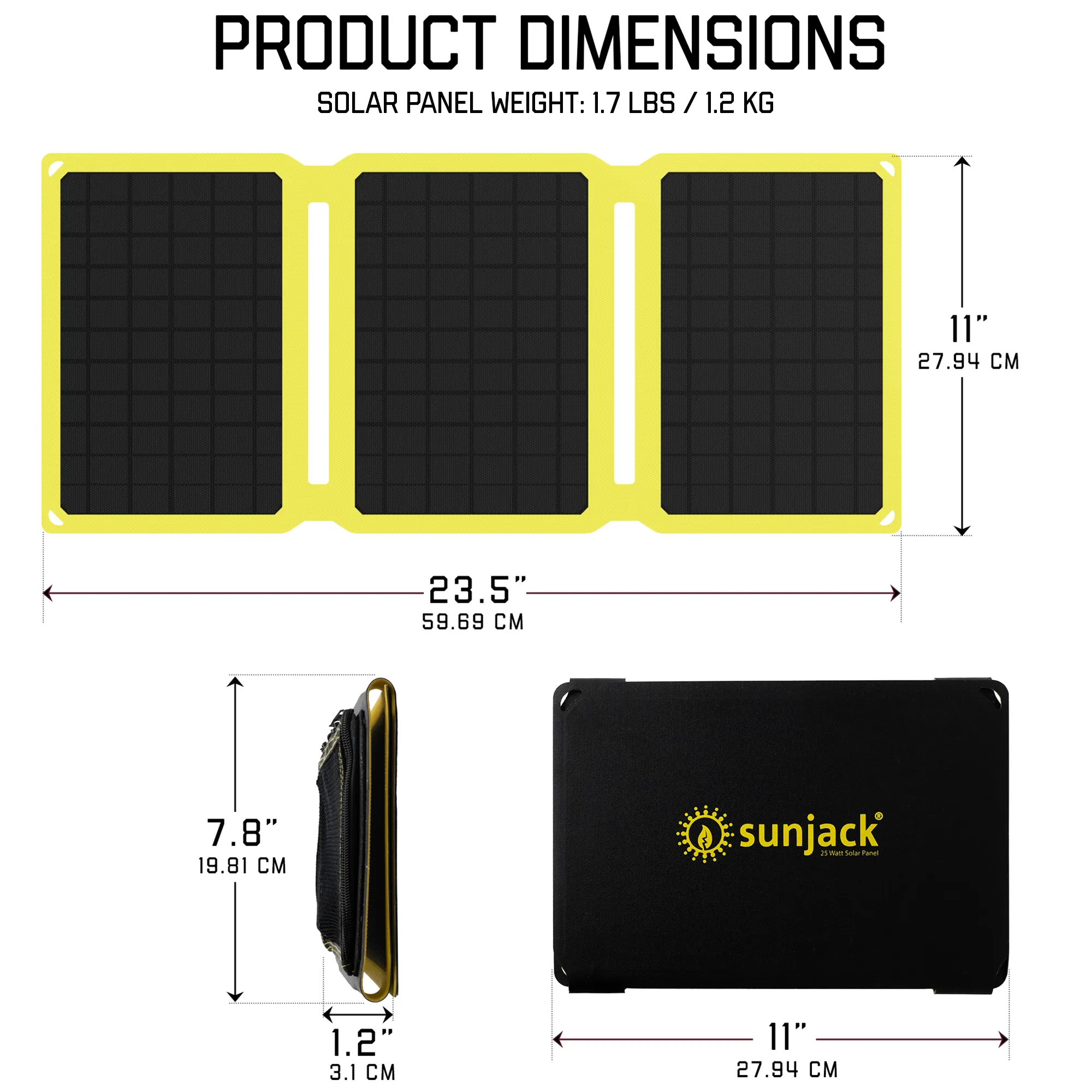 SunJack 25 Watt ETFE Foldable Portable Solar Panel Charger