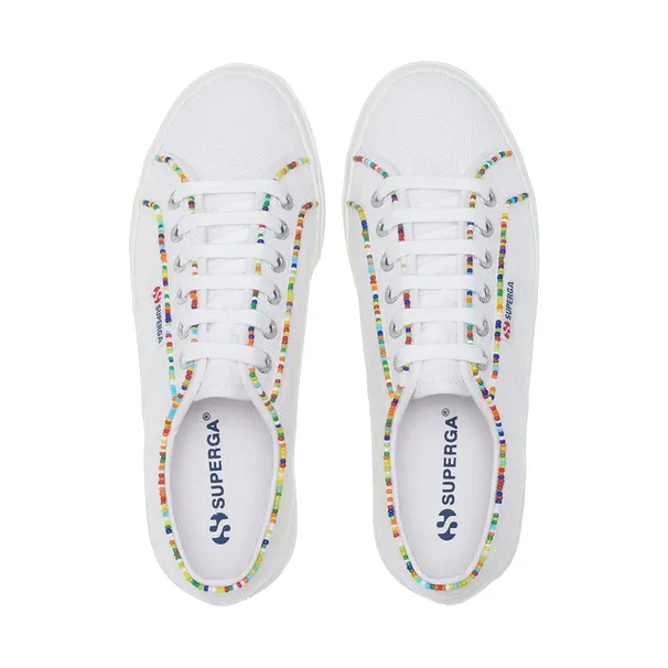 Superga scarpa sneakers da donna 2740 Multicolore Beads S4131FW ATR bianco