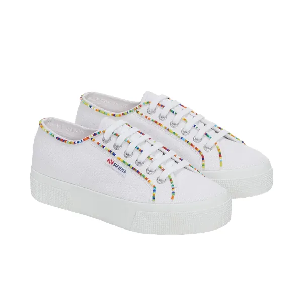 Superga scarpa sneakers da donna 2740 Multicolore Beads S4131FW ATR bianco