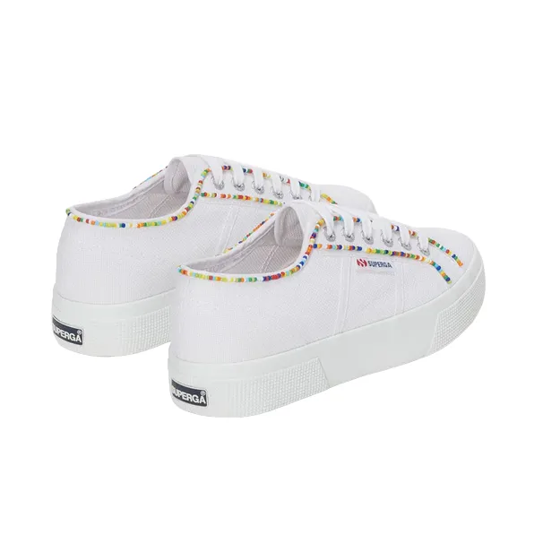 Superga scarpa sneakers da donna 2740 Multicolore Beads S4131FW ATR bianco