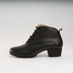 Textured Classic Black Leather - Handmade Tango Trainers - Tita 9600