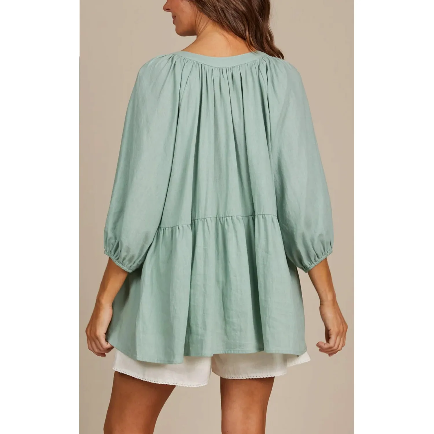 Top Amelie Button ONE SIZE - Seafoam