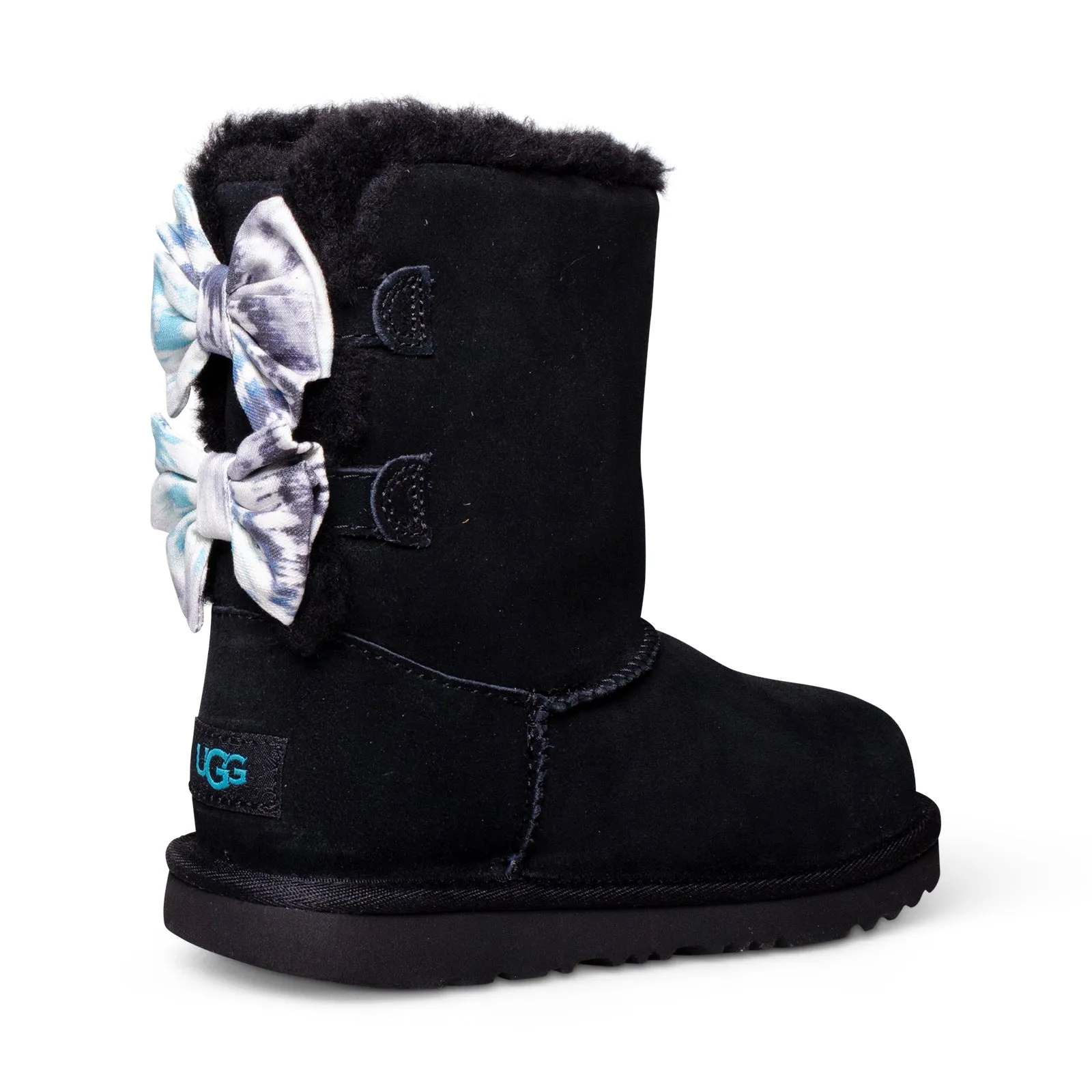 UGG Bailey Bow II Tie Dye Black Boots - Youth