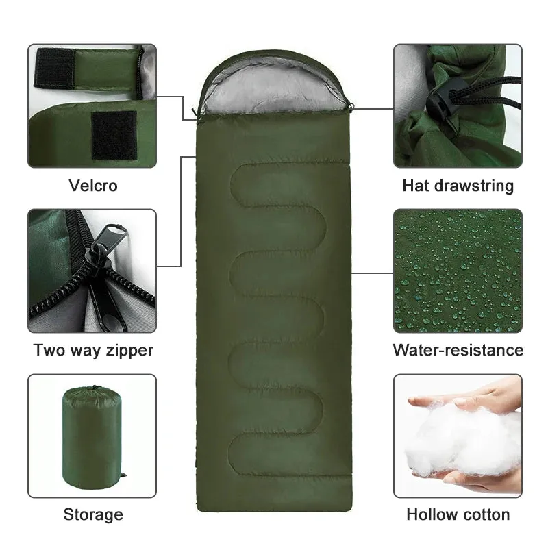 Ultra-Light Camping Sleeping Bag: 4-Season Warmth (Waterproof & Cotton)