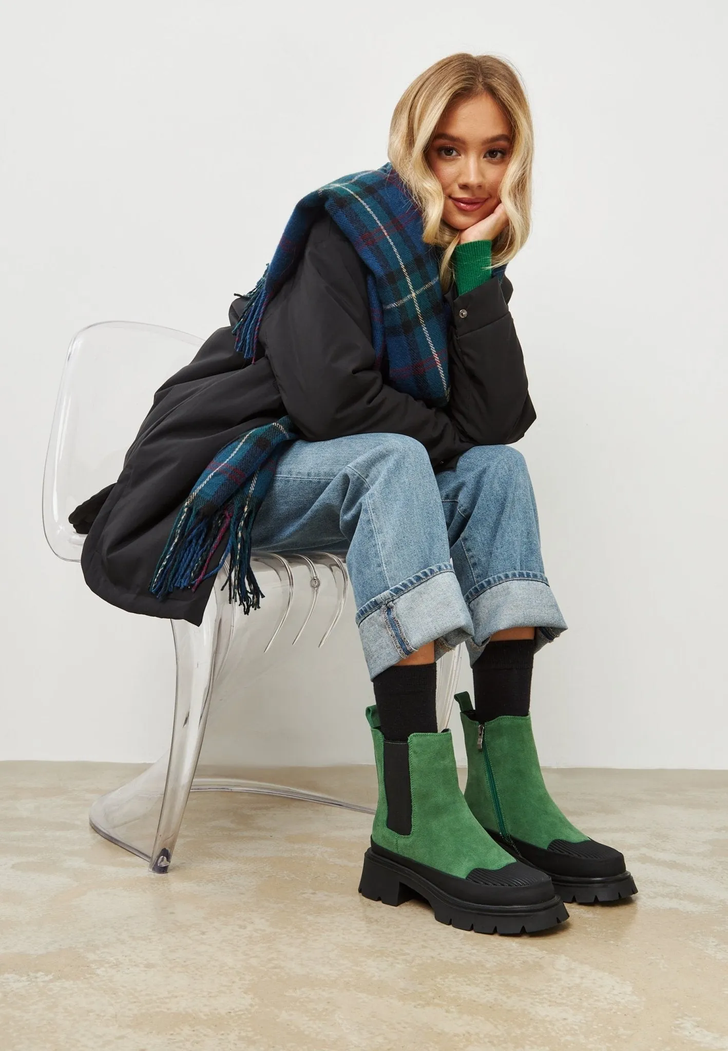 Urban Platform Ankle Boots - Green