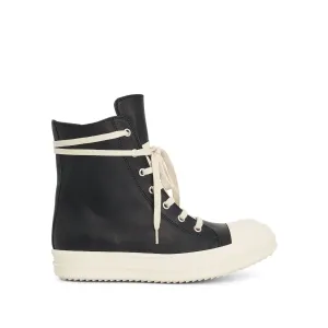 Washed Calf High Sneaker in Black/Milk