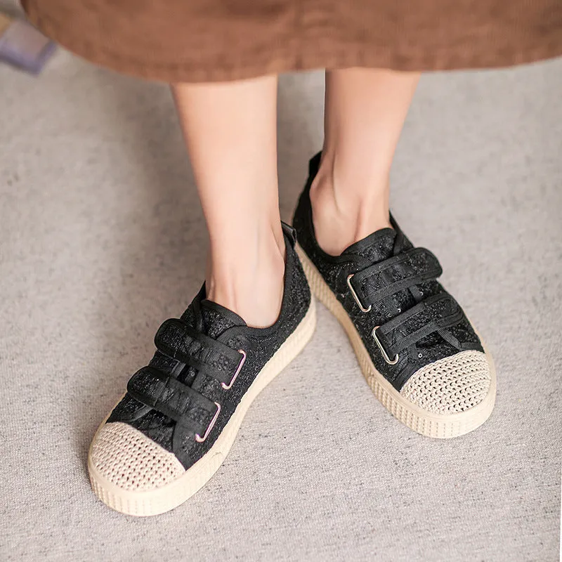 Women Fashion Breathable Velcro Flat Casual Shoes