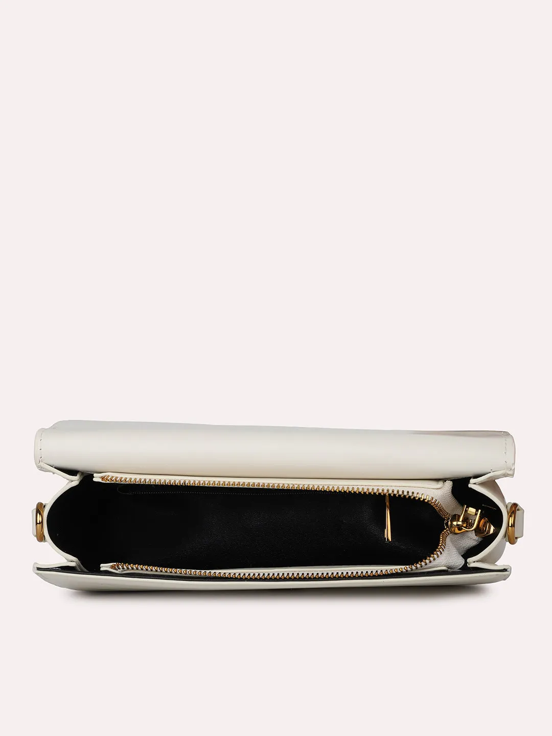 Women Off White Envelope Sling Clutch with Chain Handle