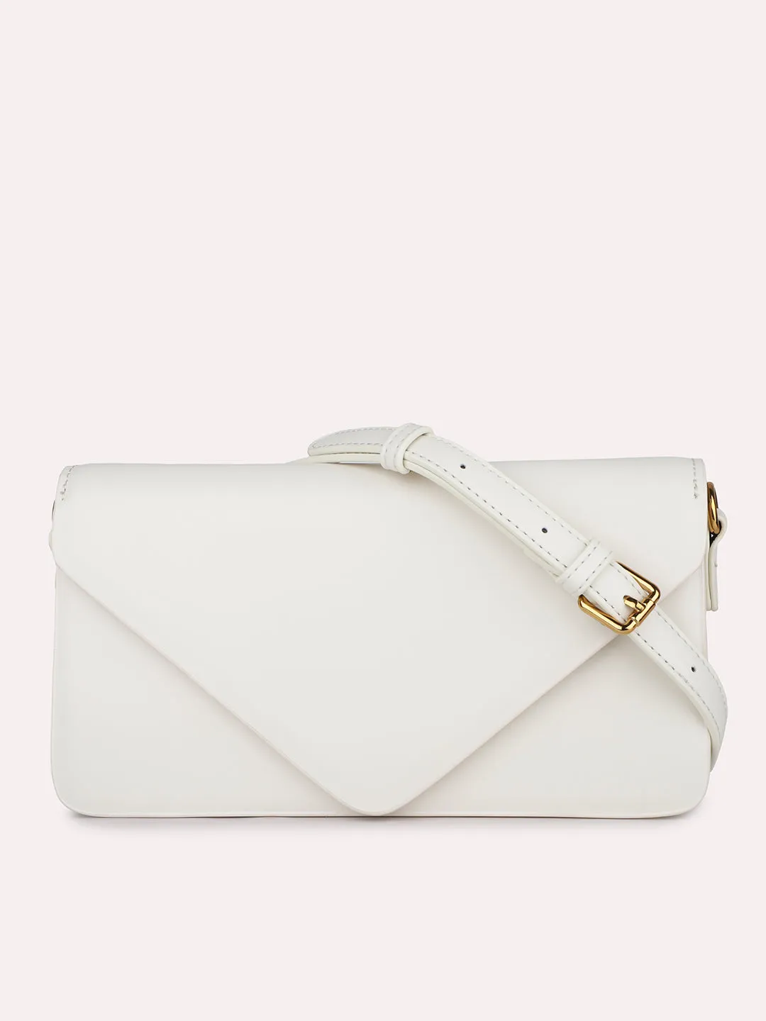 Women Off White Envelope Sling Clutch with Chain Handle